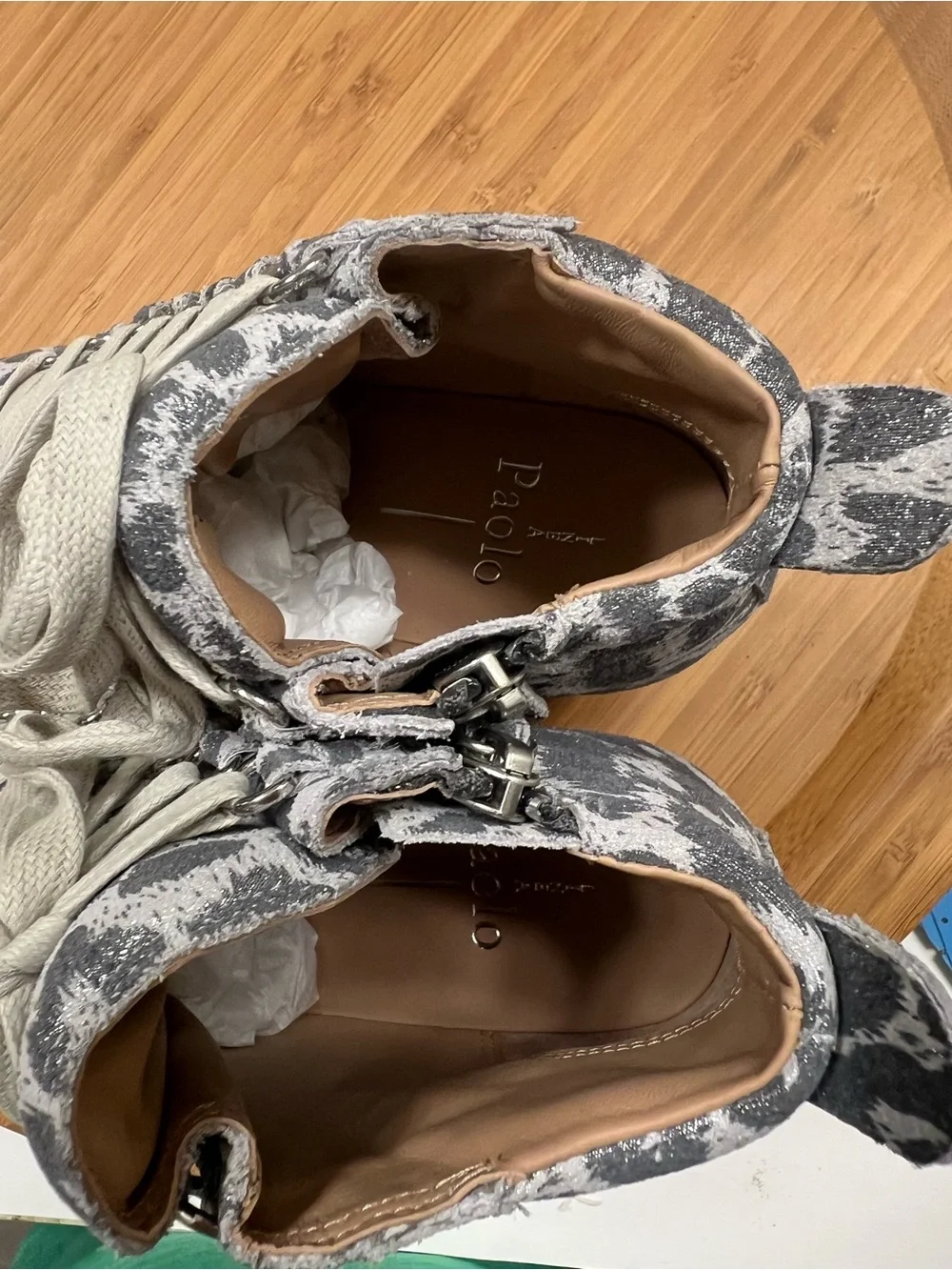 Linea Paolo Fenton Wedge Gray Leopard High-Top Sneakers Size 6 M NWOT